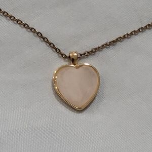 Bronze Gold Rose Quartz Heart Layered Necklace
